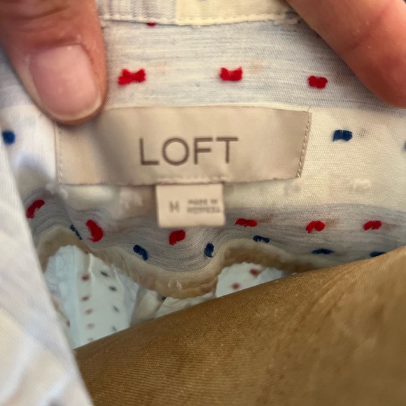 LOFT red, white and blue button down sleeveless Swiss dot top medium - Picture 5 of 8